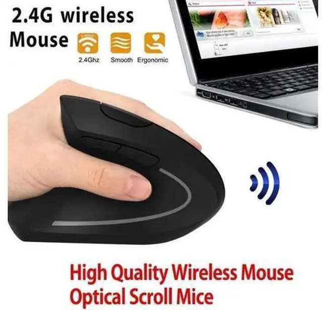 Alt view image 3 of 5 - Vertical Wireless Mouse 2.4 GHz Wireless Gaming Mouse 6 Buttons 1600 DPI mice Ergonomic for PC Laptop Office Rechargeable