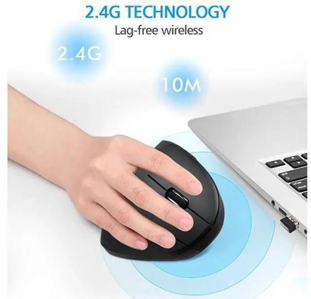 Alt view image 2 of 5 - Vertical Wireless Mouse 2.4 GHz Wireless Gaming Mouse 6 Buttons 1600 DPI mice Ergonomic for PC Laptop Office Rechargeable