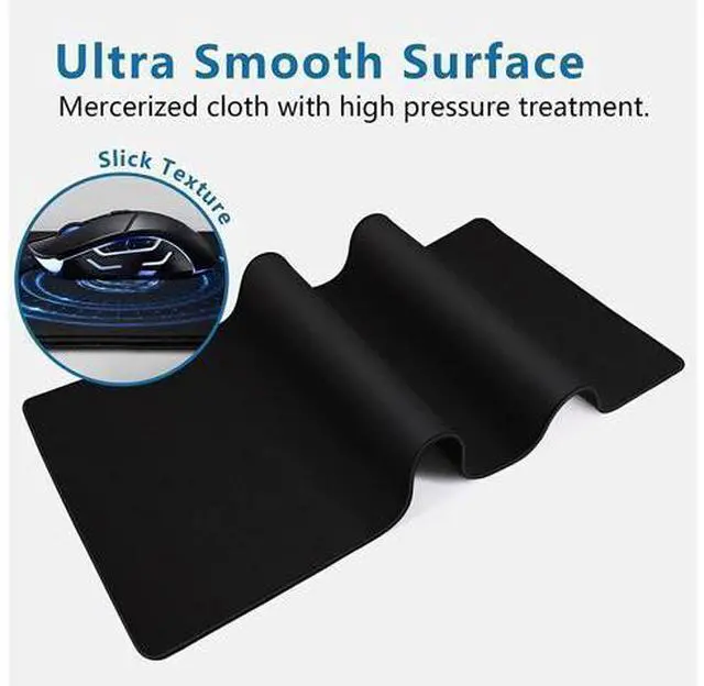 Alt view image 3 of 7 - Large Gaming Mouse Pad- 31X12 In. Xl Gaming Mousepad With Stitched Edges, Ultra-Smooth Cloth Mouse Mat & Non-Slip Rubber Base, Waterproof Full Desk Keyboard Mat For R, Office & Home, Black