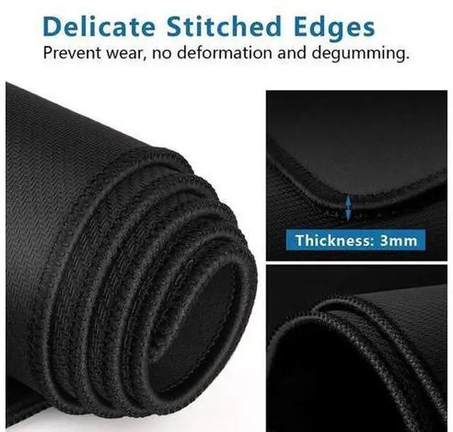 Alt view image 4 of 7 - Large Gaming Mouse Pad- 31X12 In. Xl Gaming Mousepad With Stitched Edges, Ultra-Smooth Cloth Mouse Mat & Non-Slip Rubber Base, Waterproof Full Desk Keyboard Mat For R, Office & Home, Black