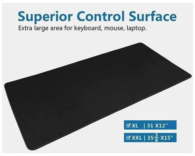 Alt view image 7 of 7 - Large Gaming Mouse Pad- 31X12 In. Xl Gaming Mousepad With Stitched Edges, Ultra-Smooth Cloth Mouse Mat & Non-Slip Rubber Base, Waterproof Full Desk Keyboard Mat For R, Office & Home, Black