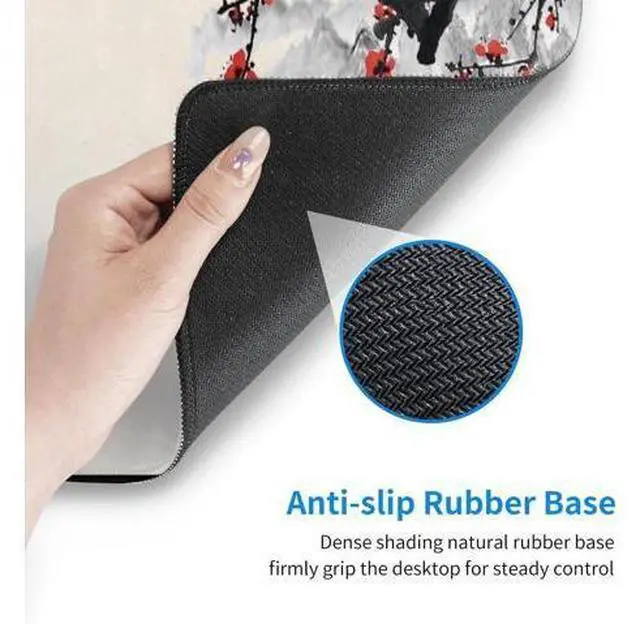 Alt view image 6 of 7 - Japanese Cherry Blossom Gaming Mouse Pad Extended Large Mouse Mat Desk Pad Stitched Edges Mousepad 3mm Thick Long Non-Slip Rubber Base Mice Pad 31.5 X 11.8 Inch