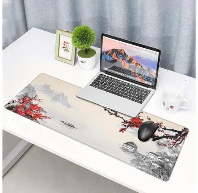 Alt view image 7 of 7 - Japanese Cherry Blossom Gaming Mouse Pad Extended Large Mouse Mat Desk Pad Stitched Edges Mousepad 3mm Thick Long Non-Slip Rubber Base Mice Pad 31.5 X 11.8 Inch