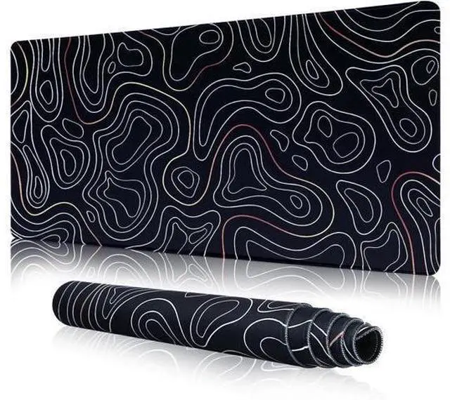 Main image of Large Gaming Mouse Pad with Stitched Edges Minimalist Topographic Map Desk Mat Extended XL Mousepad with Anti-Slip Base Cool Desk Pad for Keyboard and Mouse 35 x 15.5 in