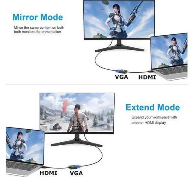 Alt view image 5 of 7 - HDMI to VGA Adapter 5 Pack Black HDMI to VGA Adapter Male to Female Cable 1080P for Desktop Laptop PC Monitor Projector HDTV Chromebook Raspberry Pi Roku Xbox and More-Braided
