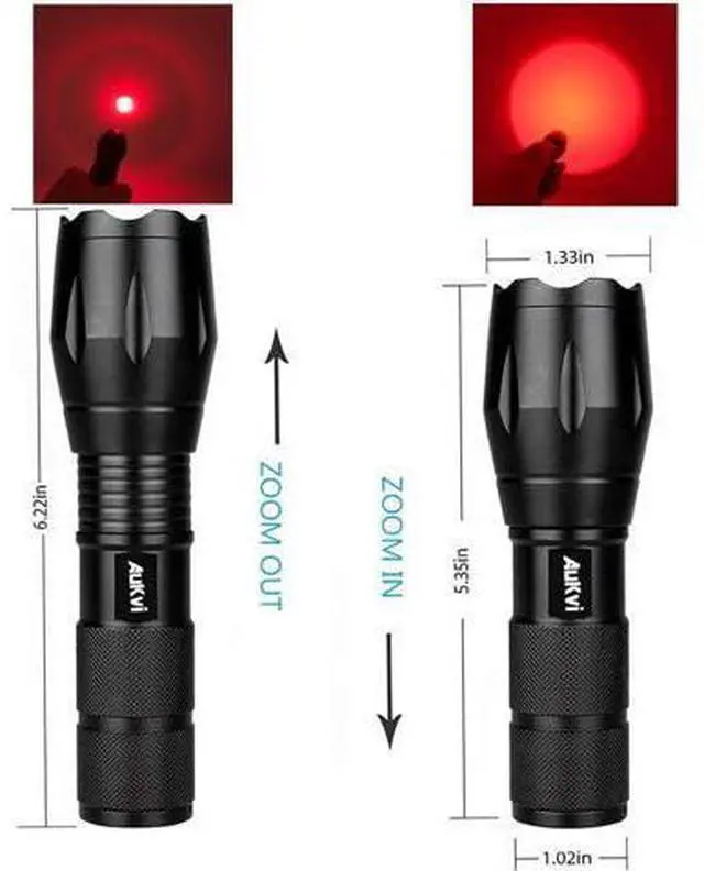 Alt view image 2 of 7 - 2 Pcs Powerful Red LED Flashlight Single Mode Long Range Red Hunting Light Torch Zoombale, Waterproof Red Torch Best for Astronomy, Aviation, Night Observation,etc