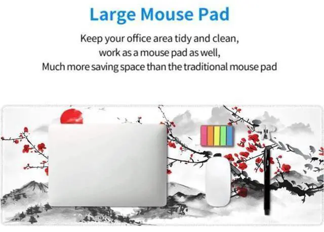 Alt view image 7 of 7 - Watercolor Japanese Cherry Blossom Mouse Pad 31.5 X 11.8 Inch XL Red Floral Design Extended Gaming Mousepad Large Non-Slip Rubber Base Keyboard Desk Mat with Stitched Edges for Gaming and Office