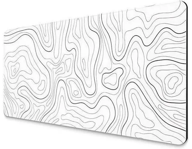 Main image of Gaming Mouse Pad with Topographic Design Extended Large Cool Mousepad for Desk 31.5 x 11.8 in Non-Slip Base Stitched Edges for Gaming and Office Work (White)