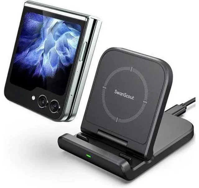 Main image of Wireless Charger for Z Flip, Foldable Fast Wireless Charging Stand for Galaxy Z Flip 5/Z Flip 4/Z Flip 3, Charging Station for Galaxy Z Flip Series/Moto Razr+(No Adapter)