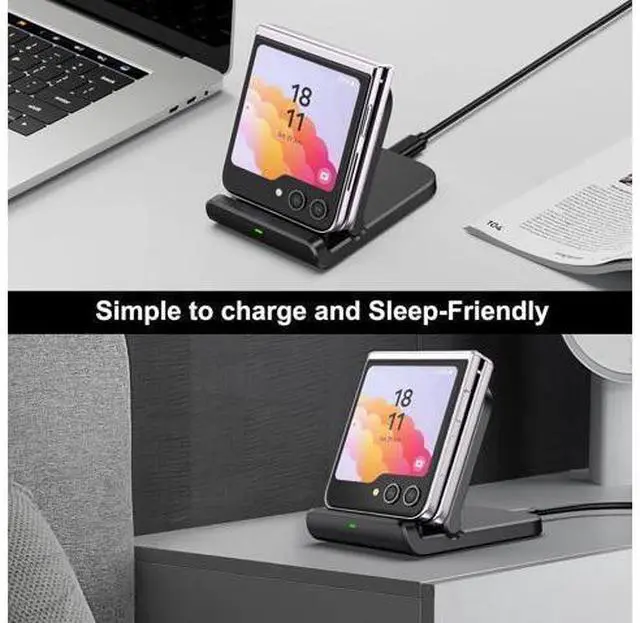 Alt view image 7 of 7 - Wireless Charger for Z Flip, Foldable Fast Wireless Charging Stand for Galaxy Z Flip 5/Z Flip 4/Z Flip 3, Charging Station for Galaxy Z Flip Series/Moto Razr+(No Adapter)