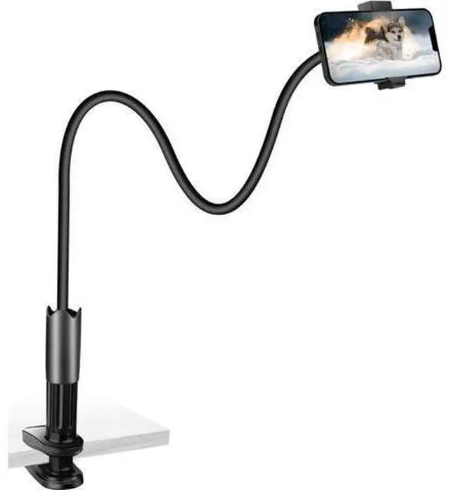 Alt view image 2 of 7 - Gooseneck Phone Holder for Bed/Desk, Flexible Phone Holder with 360 Adjustable Clamp Clip, Overhead Phone Mount, for Cookie Decorating, Recording or Watching Video