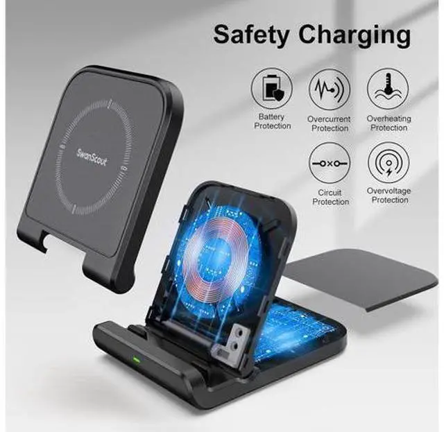 Alt view image 4 of 7 - Wireless Charger for Z Flip, Foldable Fast Wireless Charging Stand for Galaxy Z Flip 5/Z Flip 4/Z Flip 3, Charging Station for Galaxy Z Flip Series/Moto Razr+(No Adapter)