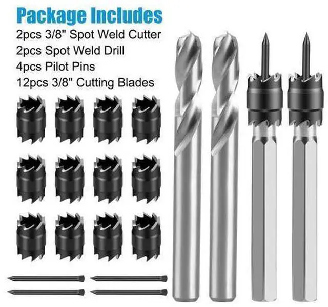 Alt view image 7 of 7 - NSI 20 Pcs Double Sided Rotary Spot Weld Cutter Drill Bit Kit - Spot Weld Cutter Set High-Speed Steel 3/8" Drill Bits for Efficient Metal Separation