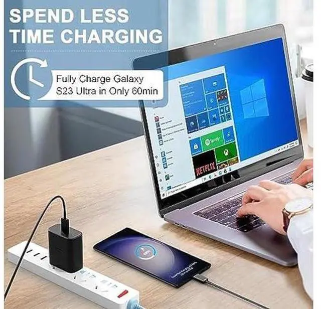 Alt view image 2 of 6 - 45W USB-C Super Fast Charger Type C Wall Charger Block with 12FT C Charging Cable Cord Android Phone Charger for Samsung Galaxy S23 Ultra/S23/S23+/S22 Ultra/S20/S21, Galaxy Tab S7/S8, 2Pack
