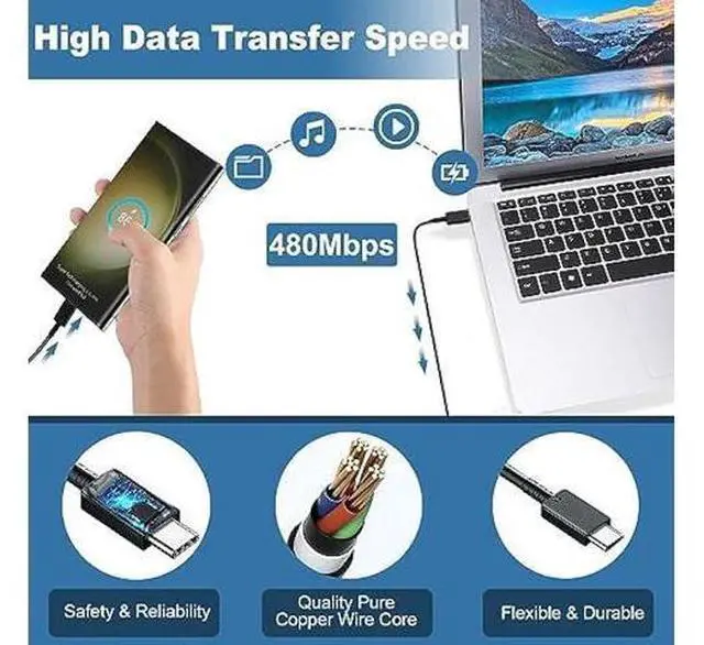 Alt view image 5 of 6 - 45W USB-C Super Fast Charger Type C Wall Charger Block with 12FT C Charging Cable Cord Android Phone Charger for Samsung Galaxy S23 Ultra/S23/S23+/S22 Ultra/S20/S21, Galaxy Tab S7/S8, 2Pack