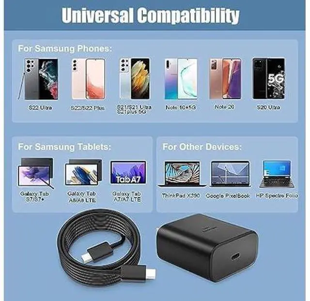 Alt view image 4 of 6 - 45W USB-C Super Fast Charger Type C Wall Charger Block with 12FT C Charging Cable Cord Android Phone Charger for Samsung Galaxy S23 Ultra/S23/S23+/S22 Ultra/S20/S21, Galaxy Tab S7/S8, 2Pack