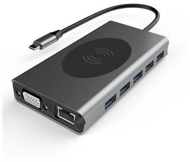 Alt view image 2 of 3 - USB C Hub Type C for MacBook Pro Air USB C Split To Dual HDMI Compatible USB 3.0 Adapter 14 In 1 Type C Hub Base