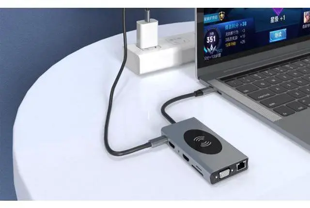 Alt view image 3 of 3 - USB C Hub Type C for MacBook Pro Air USB C Split To Dual HDMI Compatible USB 3.0 Adapter 14 In 1 Type C Hub Base