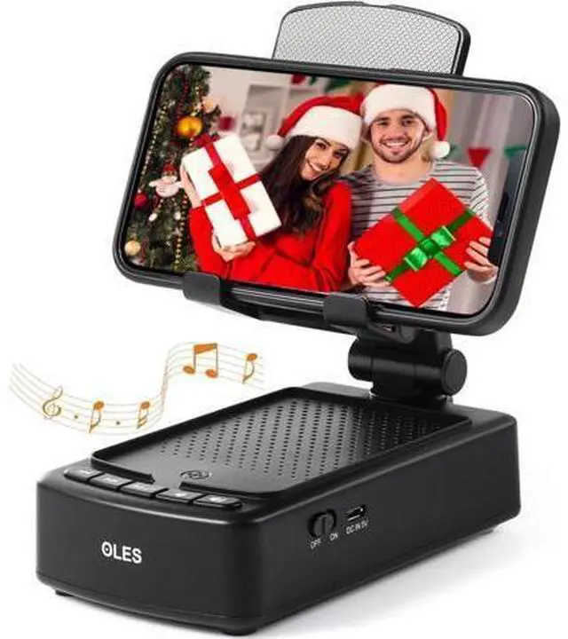 Main image of Gifts for Men, OLES Mobile Phone Stand with Bluetooth for Him Dad Women Who Want Nothing, Adjustable Tablet Holder with Wireless Speaker, Tech Gadgets for Table Desk, Unique Ideal