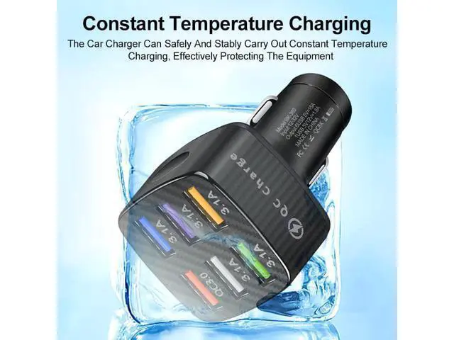 Alt view image 5 of 7 - 6-Port USB Car Charger, QC3.0 Fast Charging 6 USB Car Charger Adapter Smart Shunt Car Phone Charger with Light, Suitable for iPhone & Android,Samsung Galaxy S10 S9 Plus