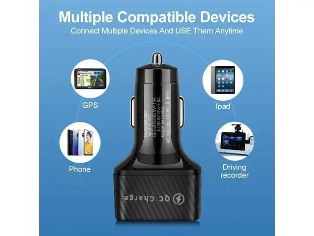 Alt view image 7 of 7 - 6-Port USB Car Charger, QC3.0 Fast Charging 6 USB Car Charger Adapter Smart Shunt Car Phone Charger with Light, Suitable for iPhone & Android,Samsung Galaxy S10 S9 Plus