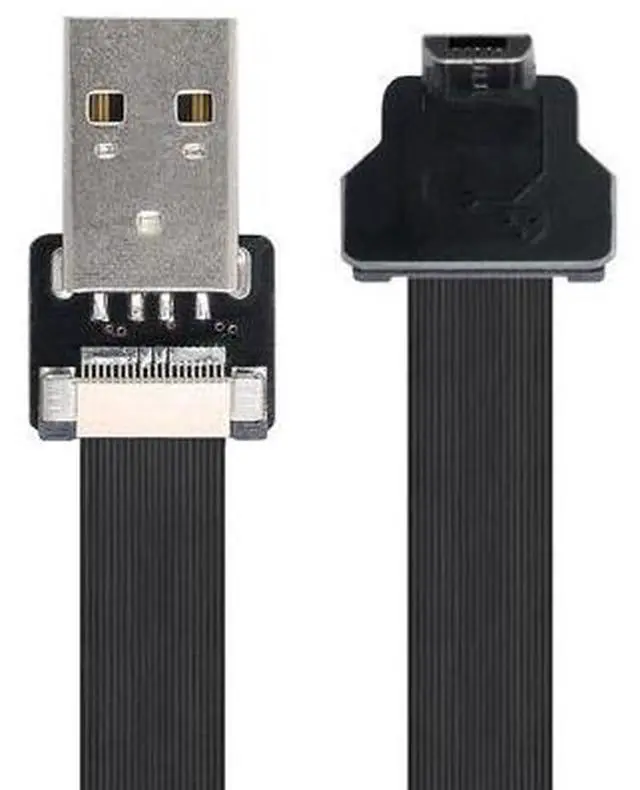 Alt view image 6 of 7 - Micro USB Flat Cable USB 2.0 Male to Micro USB Male 90 Degree Down Angled Ribbon Flex Extension Cable Adapter 1.0M