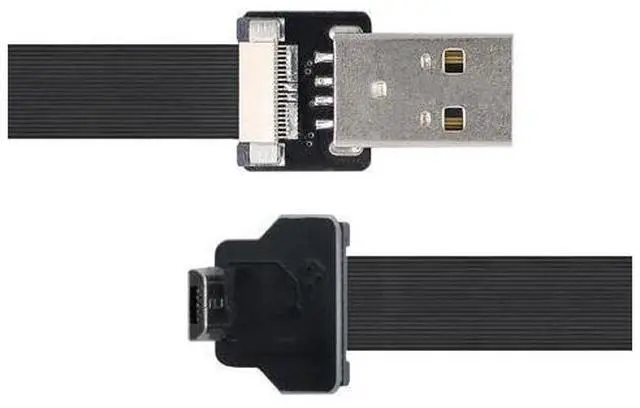Alt view image 7 of 7 - Micro USB Flat Cable USB 2.0 Male to Micro USB Male 90 Degree Down Angled Ribbon Flex Extension Cable Adapter 1.0M