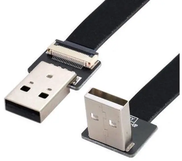 Main image of CY USB 2.0 Type-A Male to USB 2.0 Type-A Male Data Flat Slim FPC Cable 90 Degree Up Angled for FPV & Disk & Scanner & Printer 20CM