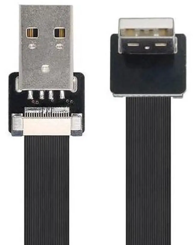 Alt view image 4 of 7 - CY USB 2.0 Type-A Male to USB 2.0 Type-A Male Data Flat Slim FPC Cable 90 Degree Up Angled for FPV & Disk & Scanner & Printer 20CM