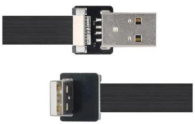 Alt view image 5 of 7 - CY USB 2.0 Type-A Male to USB 2.0 Type-A Male Data Flat Slim FPC Cable 90 Degree Up Angled for FPV & Disk & Scanner & Printer 20CM