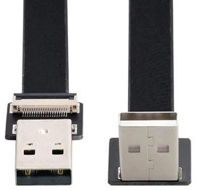 Alt view image 6 of 7 - CY USB 2.0 Type-A Male to USB 2.0 Type-A Male Data Flat Slim FPC Cable 90 Degree Up Angled for FPV & Disk & Scanner & Printer 20CM