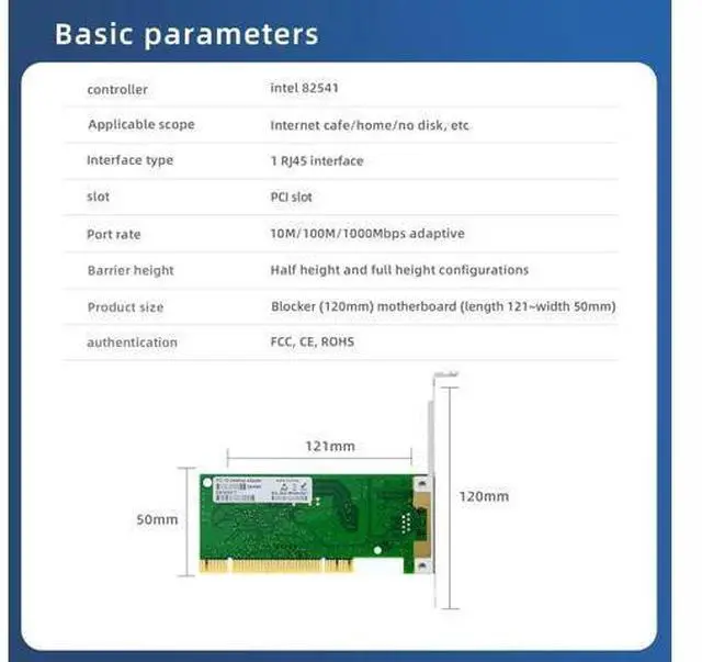 Alt view image 2 of 7 - PCI Ethernet giga-bit Network Card with 82541 Chip RJ45 LAN NIC Card PRO/1000GT - Desktop Single-Port Wired Network Adapter PWLA8391MTBLK