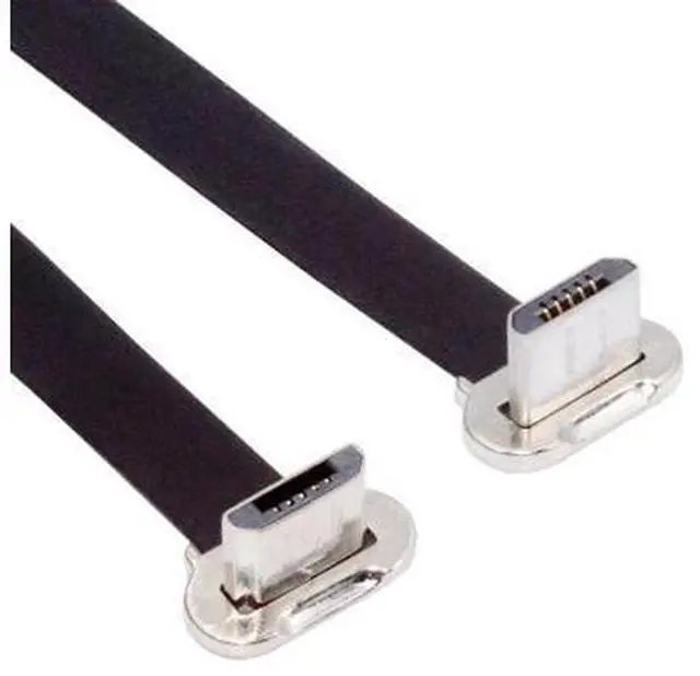 Main image of Micro USB Short Flat Cable, USB 2.0 Micro USB 5Pin Dual 90 Degree Angled 5V2A Fast Charge Data Extension Cable 0.52FT