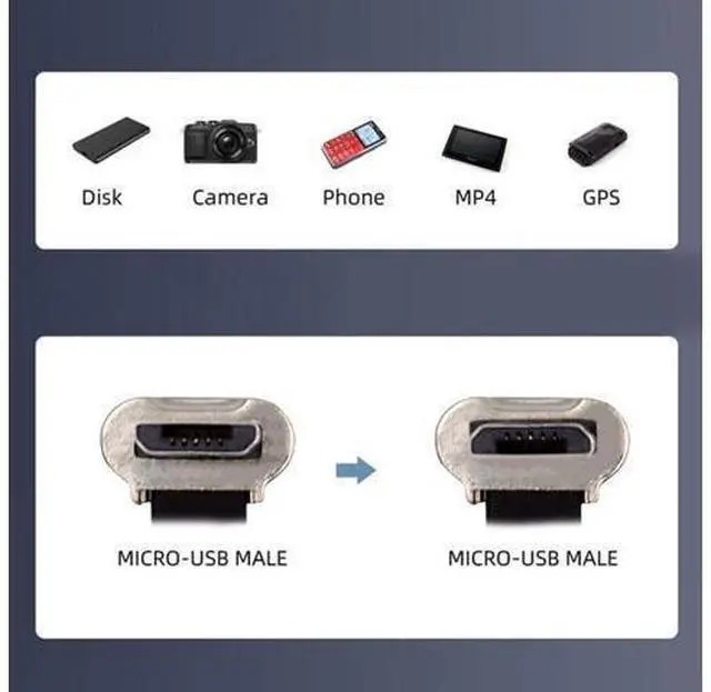 Alt view image 7 of 7 - Micro USB Short Flat Cable, USB 2.0 Micro USB 5Pin Dual 90 Degree Angled 5V2A Fast Charge Data Extension Cable 0.52FT