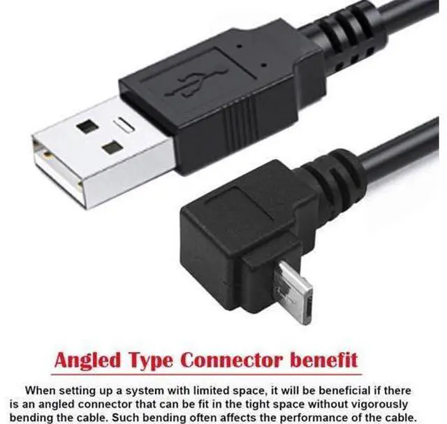 Alt view image 2 of 7 - Up Angled 90 Degree Micro USB 5Pin to USB 2.0 Type-A Data Charge Cable for Phone Tablet Camera 100cm
