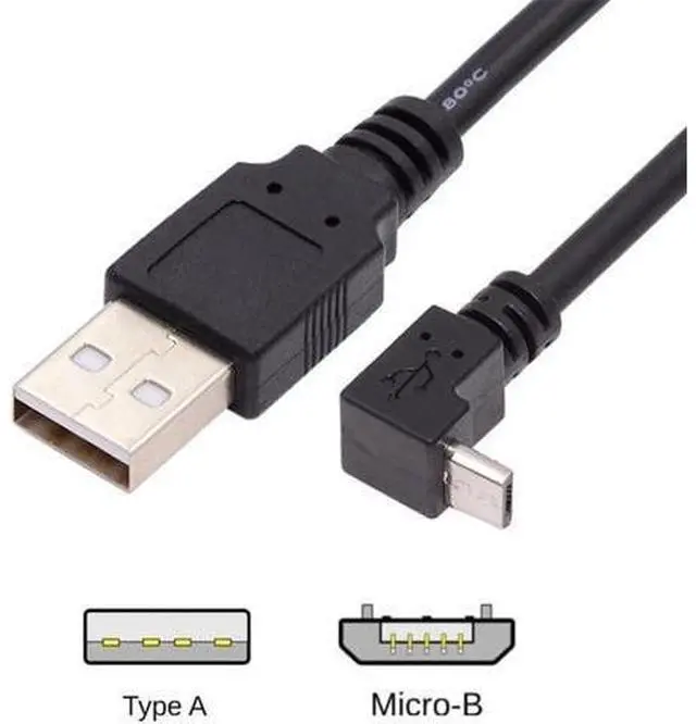 Alt view image 7 of 7 - Up Angled 90 Degree Micro USB 5Pin to USB 2.0 Type-A Data Charge Cable for Phone Tablet Camera 100cm