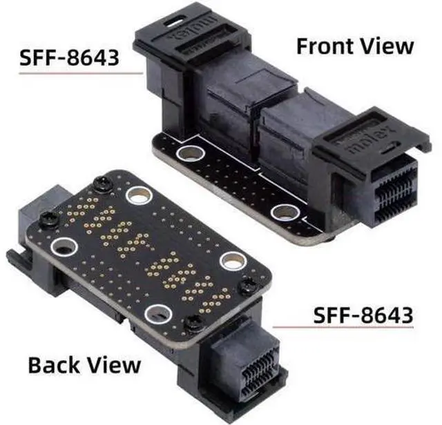 Alt view image 2 of 7 - Card PCI-Express 4.0 PCIE5.0 Mini SAS HD SFF-8643 Female to SFF-8643 Female PCBA Coupler Adapter Extender