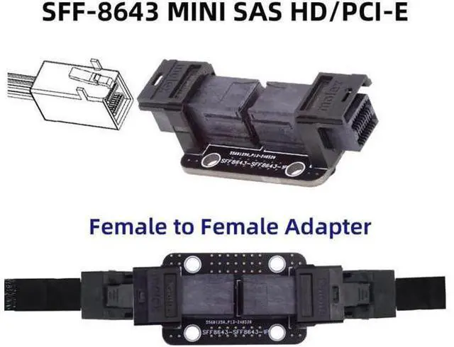 Alt view image 6 of 7 - Card PCI-Express 4.0 PCIE5.0 Mini SAS HD SFF-8643 Female to SFF-8643 Female PCBA Coupler Adapter Extender