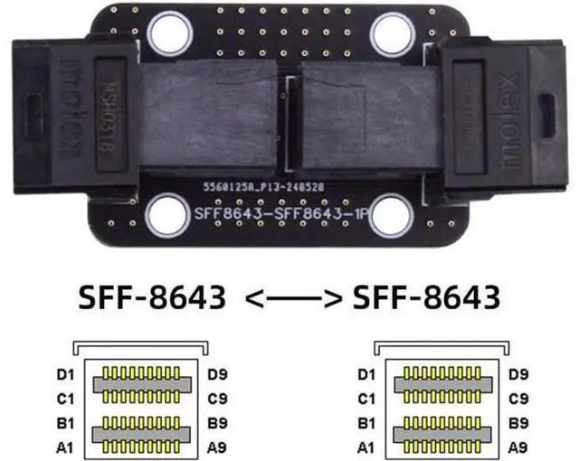 Alt view image 4 of 7 - Card PCI-Express 4.0 PCIE5.0 Mini SAS HD SFF-8643 Female to SFF-8643 Female PCBA Coupler Adapter Extender