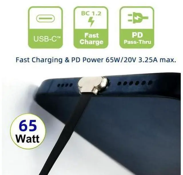 Alt view image 2 of 7 - 0.23FT USB C Short Flat Cable, USB 2.0 Type C Dual 90 Degree Angled PD 65W Fast Charge Data Extension Cable