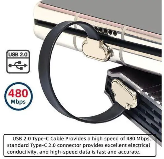 Alt view image 3 of 7 - 0.23FT USB C Short Flat Cable, USB 2.0 Type C Dual 90 Degree Angled PD 65W Fast Charge Data Extension Cable