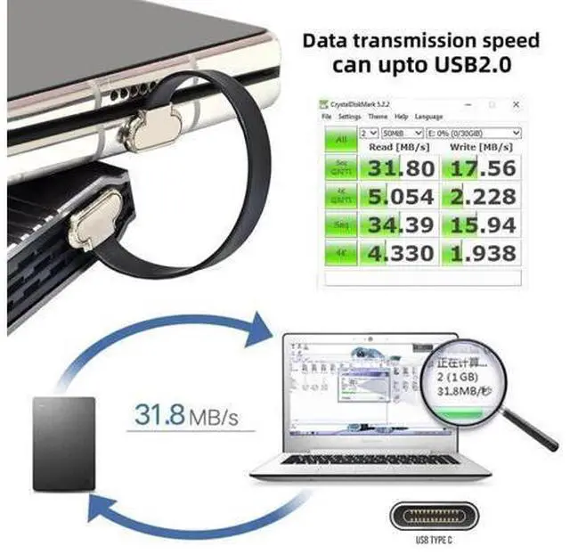 Alt view image 4 of 7 - 0.23FT USB C Short Flat Cable, USB 2.0 Type C Dual 90 Degree Angled PD 65W Fast Charge Data Extension Cable