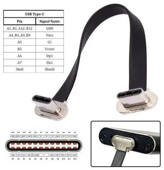 Alt view image 5 of 7 - 0.23FT USB C Short Flat Cable, USB 2.0 Type C Dual 90 Degree Angled PD 65W Fast Charge Data Extension Cable