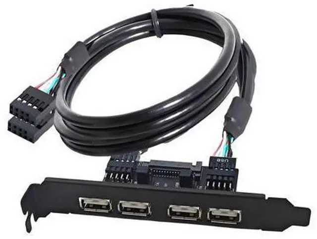 Main image of 4 Port USB 2.0 Front Panel Header 9Pin 2 Male to 4 USB 2.0 Female Chassis Back Panel Port Extension Cable 30cm with 120mm PCI-E Slot Bracket