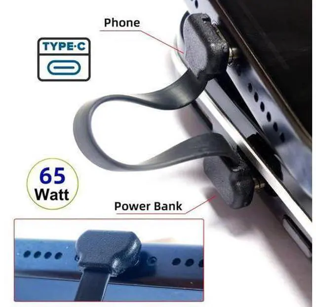 Alt view image 2 of 7 - USB C Short Flat Cable USB 2.0 Type C Dual 90 Degree Angled PD 65W Fast Charge Data Extension Cable 70MM