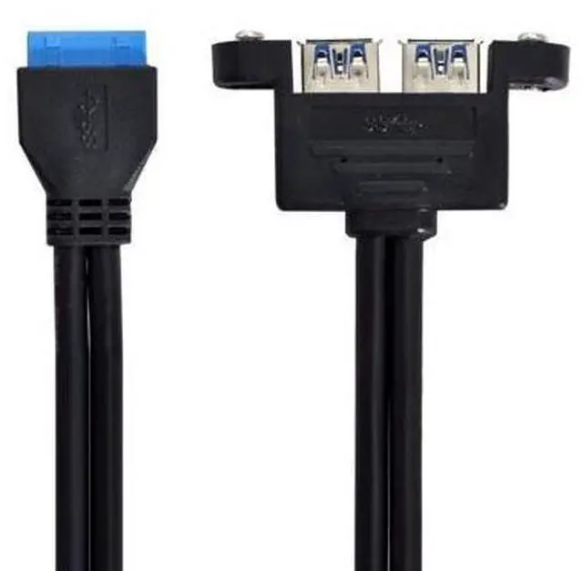 Alt view image 5 of 6 - USB 3.0 Front Panel Header 19/20Pin 1 Male to 2 USB 3.0 Female Panel Port Extension Cable 0.5M with Panel Mount Screw