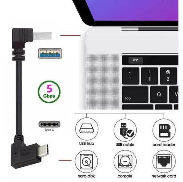 Alt view image 5 of 7 - USB 3.0 to USB C 90 Degree Right Angled Data Extension Cable for Tablet Mobile Phone Hard Disk Drive 30cm