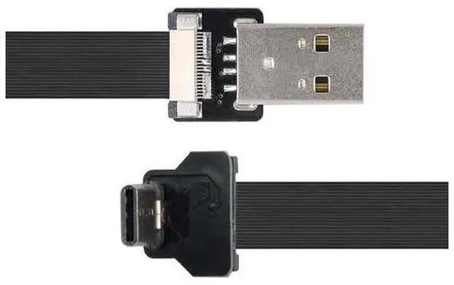 Alt view image 7 of 7 - USB C Flat Cable USB 2.0 Male to USB C Male 90 Degree UP Angled Data Transfer Charging Ribbon Flex Extension Cable Adapter 0.2M