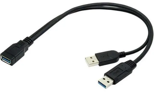 Main image of USB 3.0 Splitter Y Cable USB 1 Female to 2 Male Extra Power Data Extension Cable for 2.5" Mobile Hard Disk