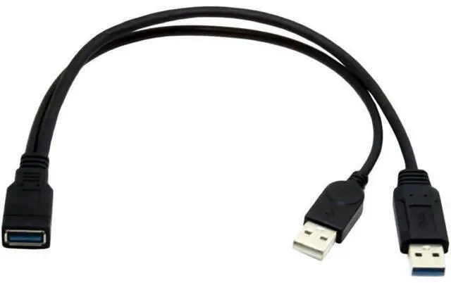 Alt view image 7 of 7 - USB 3.0 Splitter Y Cable USB 1 Female to 2 Male Extra Power Data Extension Cable for 2.5" Mobile Hard Disk